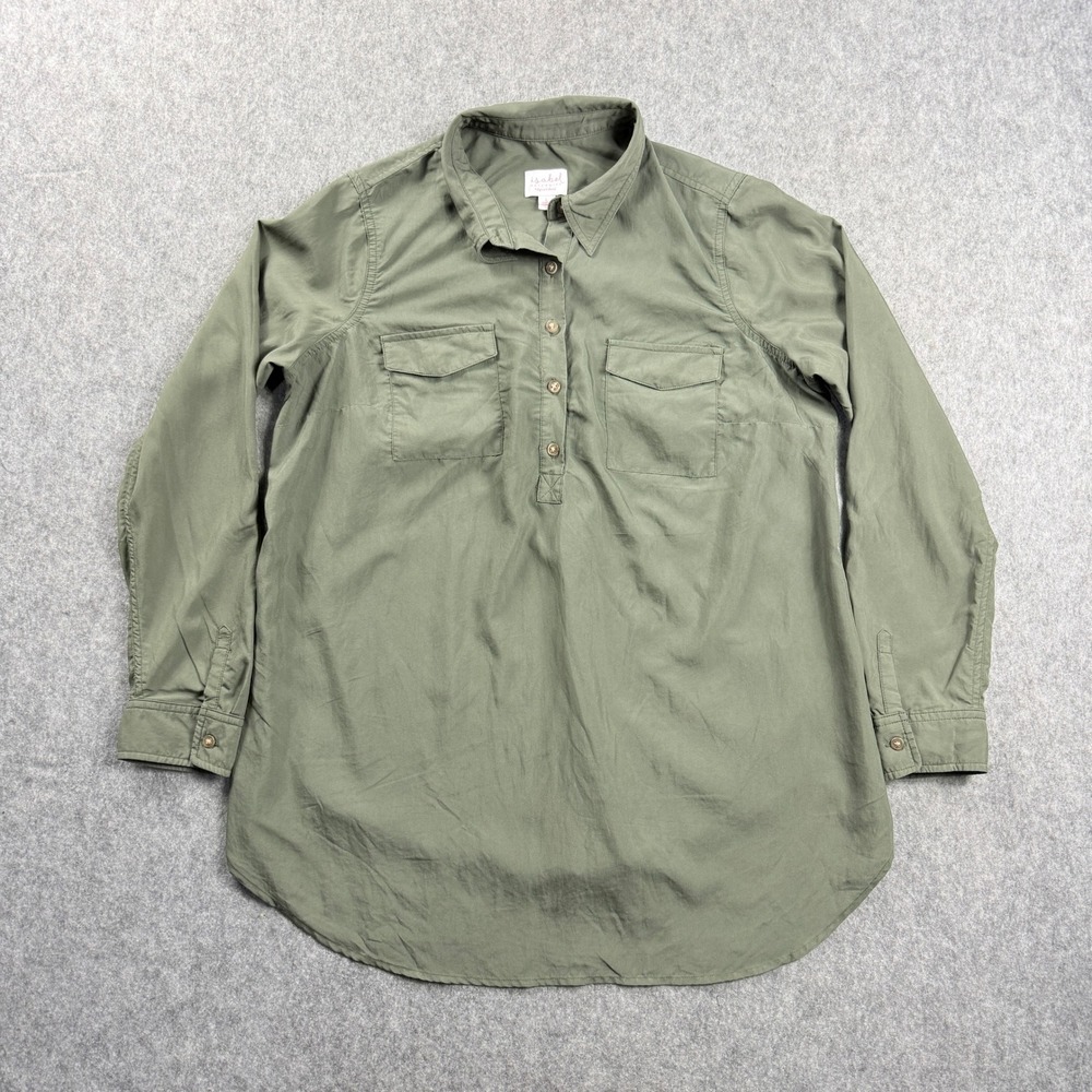 Isabel Maternity Tunic Shirt Long Sleeve Large Olive Green Popover‎ Utility Top